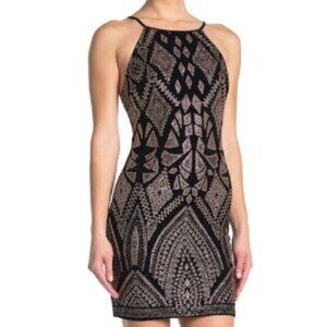 JUMP Apparel for Macy's Black & Gold Glitter Bodycon Sheath Dress Juniors sz 1/2